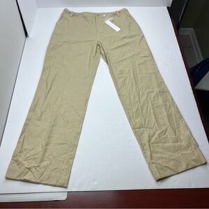 Jonathan Simkhai Standard Linen Cotton Blend Khaki Tan Pant Size 10 *FLAW* NEW